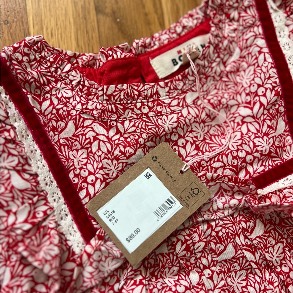 NWT cute Boden Red and White Floral Dress
